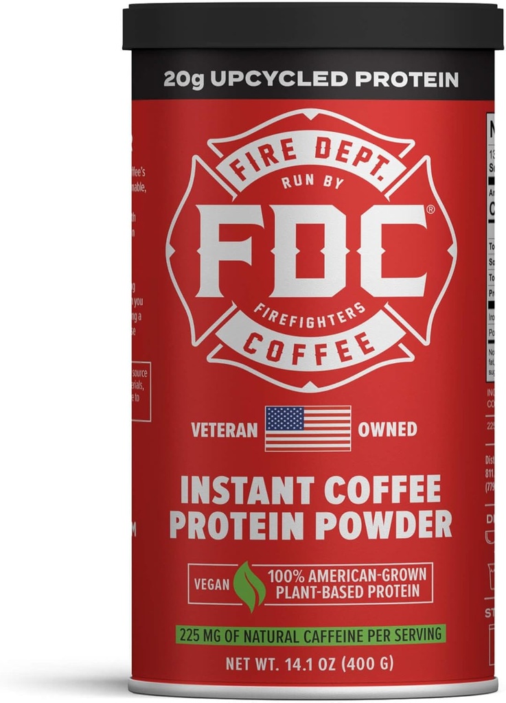 Fire Department Coffee - Memberikan Kembali ke Pemadam Kebakaran - Segera Powder Coffee Protein - tanaman berbasis bubuk Protein - 100% Amerika - Grown, Dibuat dengan Upcyled Barley Protein - Veteran Dimiliki - 14.1 oz Can