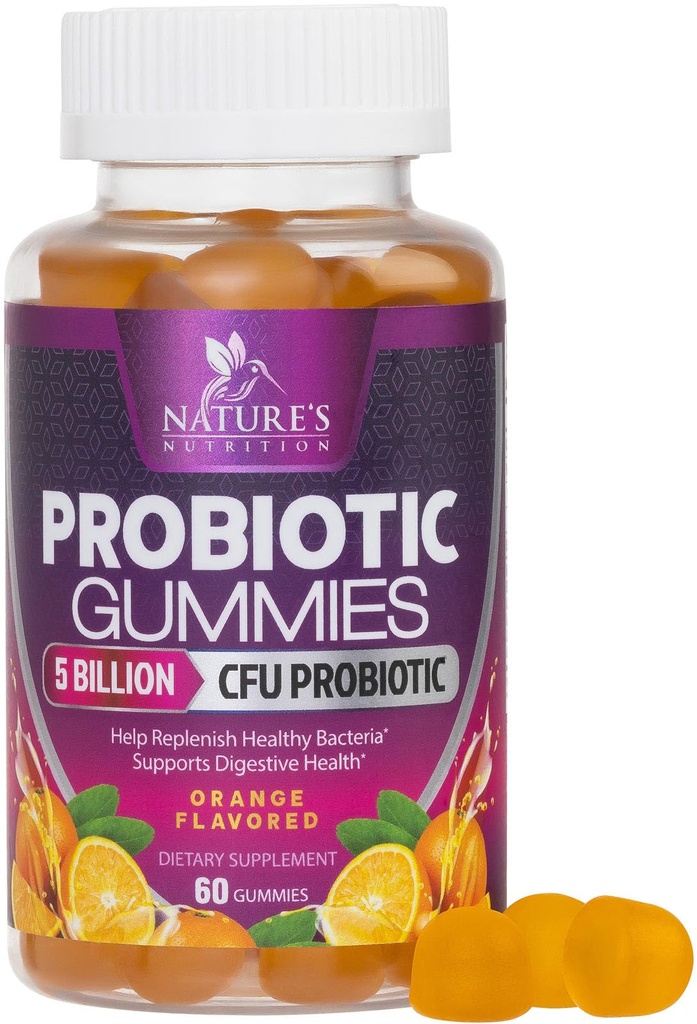 Probiotics for Digestive Health Gummies - 6 Unique Strains for Daily Immune Support & Gut Health, Supports Constipation, Gas & Bloating - Best Probiotic Supplement Gummy for Women & Men - 60 Gummies