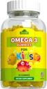 ALFA VTAMINS Omega 3 Kid Gummies, Supports Brain Development, Heart Health & Vision, Easy to Chew, Omega 3 Suplemen Anak-Anak, Orange Flavored, No Fishy Tasy, 3 Gummies Harian, 60 Gummies