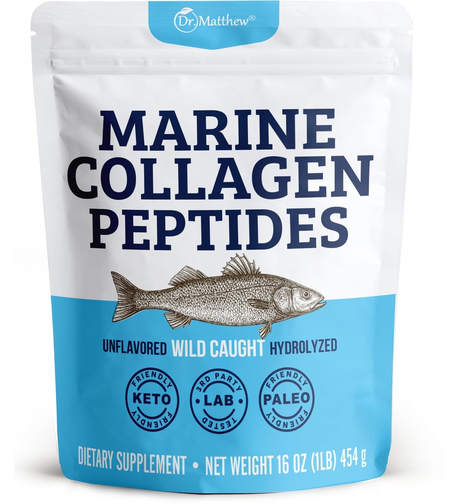 Dr Matthew Marine Collagen Peptides Powder dari Hydrolyzed Wild Protein - Rambut & Kecantikan Suplemen Perempuan & Pria