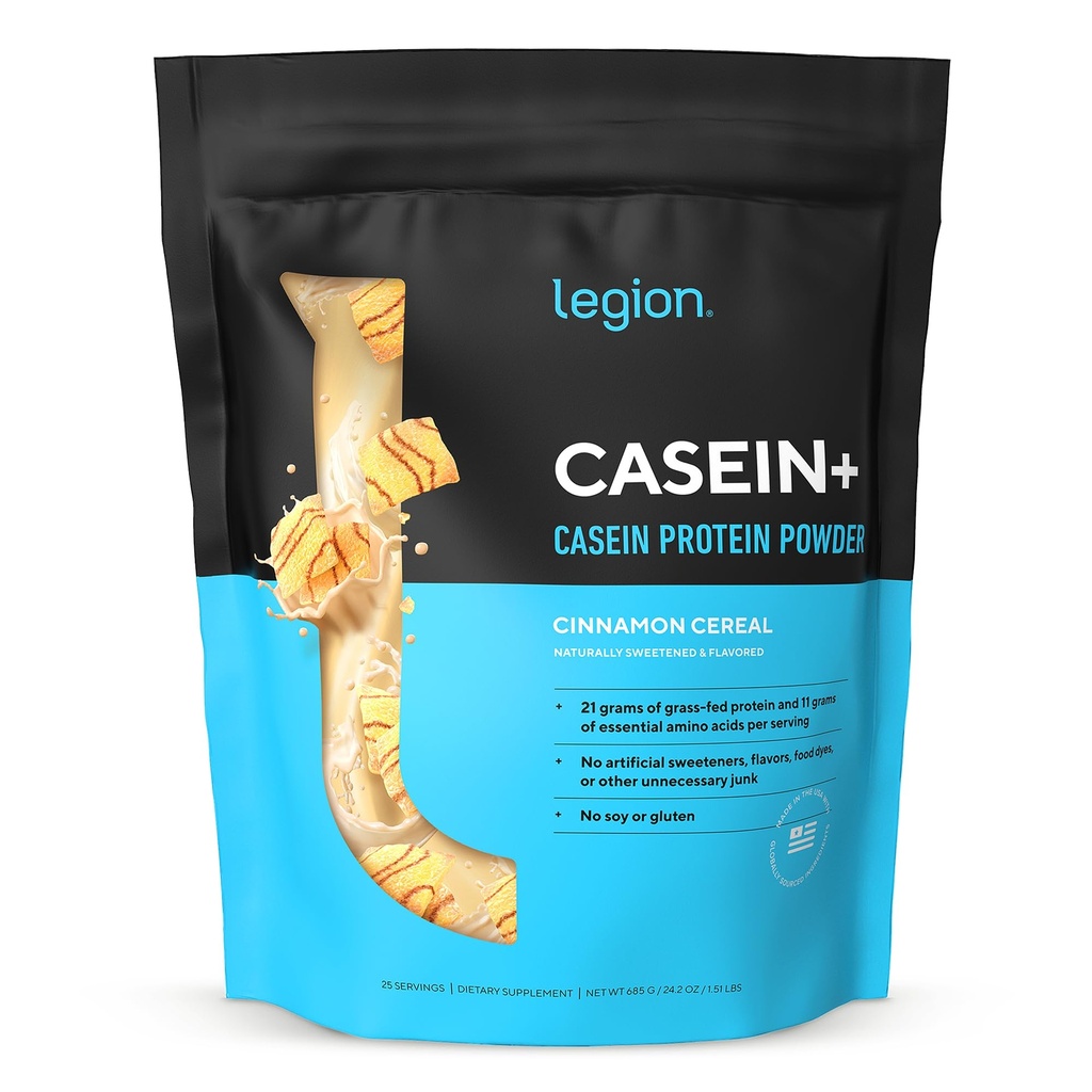 LEGION Casein + Casein Powder (Cinnamon Cereal) - Slow- Release Mideath Protein Pounder - Non-GMO, Gluten- Free & ally Sweeded Powder dari Grass- Fed Cows