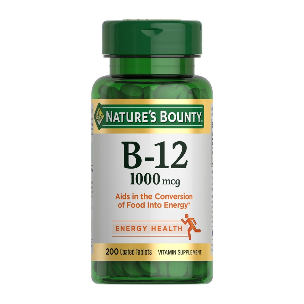 Nature 's Bounty Vitamin B12 1000 mcg Suplemen, Mendukung Energi Metabolisme, 200 Ct