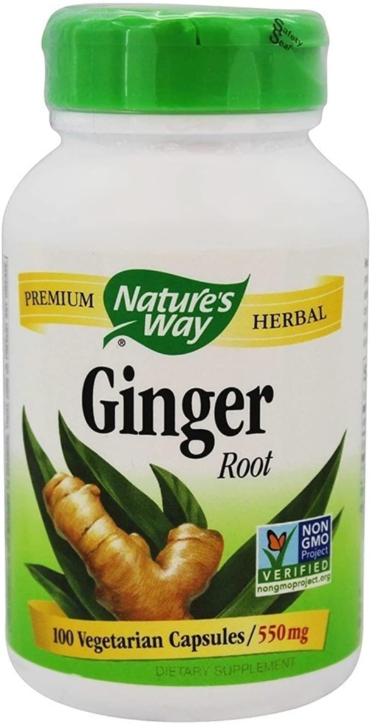 Nature 's Way Premium Herbal Ginger Root, Digetsy Dukungan, 550 mg, 100 Vegetarian Capsules, Paket 2