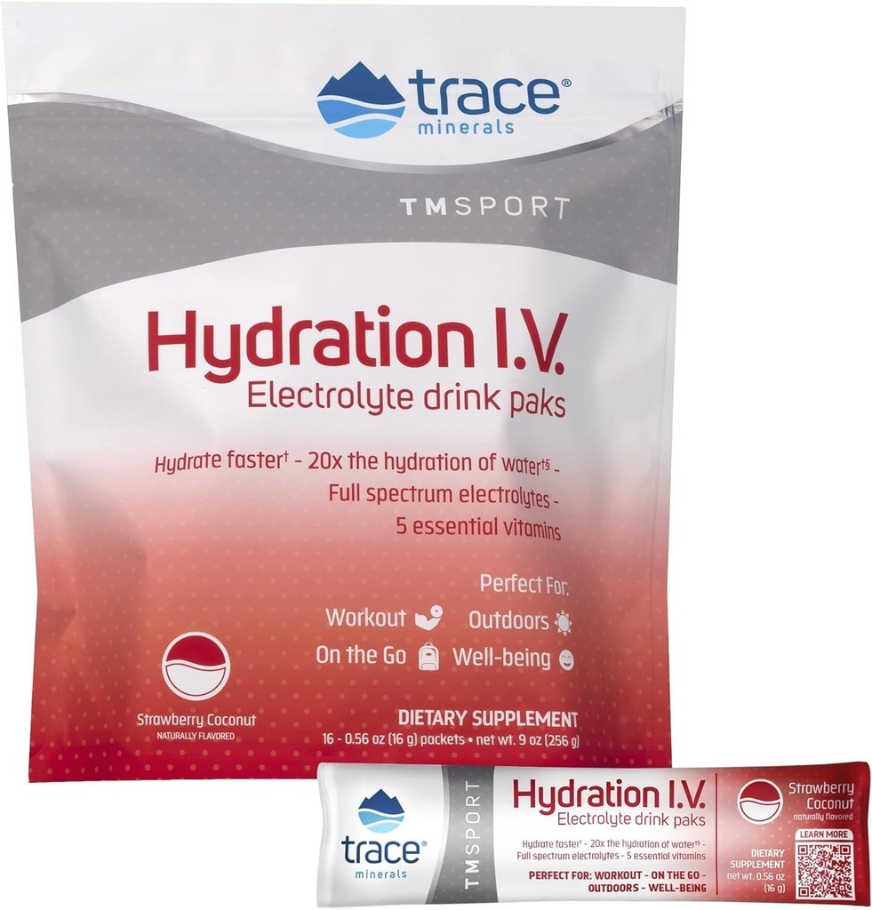 Telusuri kandungan Mineral 124; Hidration I.V. Electrolytes Powder Pawkers 124; Full Spectrum Recovery Mineral Mix untuk Rehydration, Natural Energy dan Muscle Stamina 124; Strawberry Coconut 124; 16 Paket Perjalanan