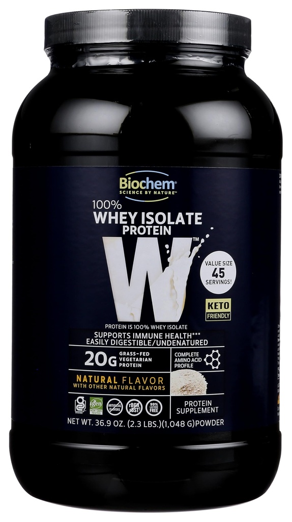 Biochem 100% Whey Isolat Protein - Alami Flavor - 20g Protein - Pre & Post Workout - Meal Replacement - Keto- Friendly Digeable - Silky Smooth Tase - Easy to Mix (36.9 oz)
