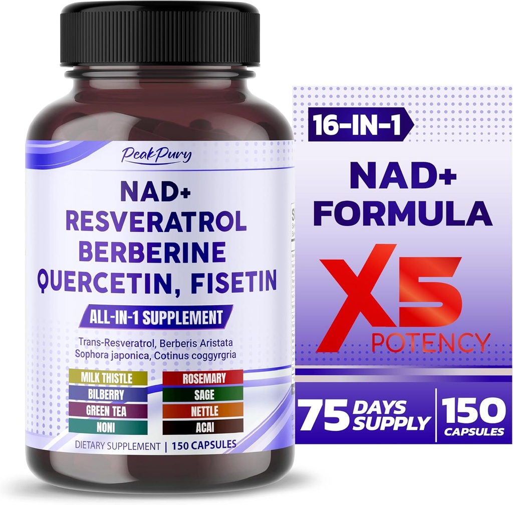 NAD + Trans- Resveratrol Berberine Quercetin Susu Thistle - Dibuat di Amerika Serikat