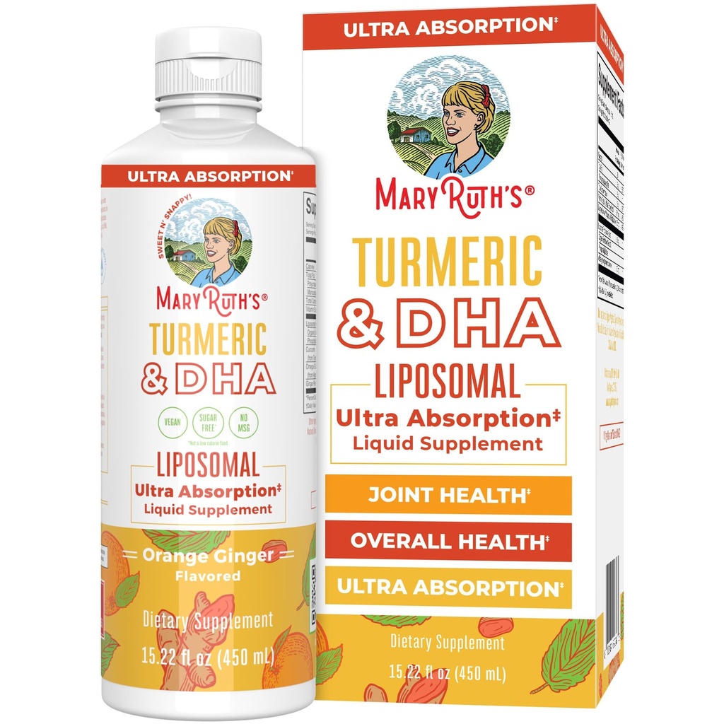 MaryRuth Organics 134; Lipomal Turmeric & DHA 124; Curcumin 124; Ginger Root Oil 124; Algal DHA & Vitamin E 124; Kognitive Fungsi 124; Mood Dukung 124; Gabungan Kesehatan 124; Liquid Suplemen