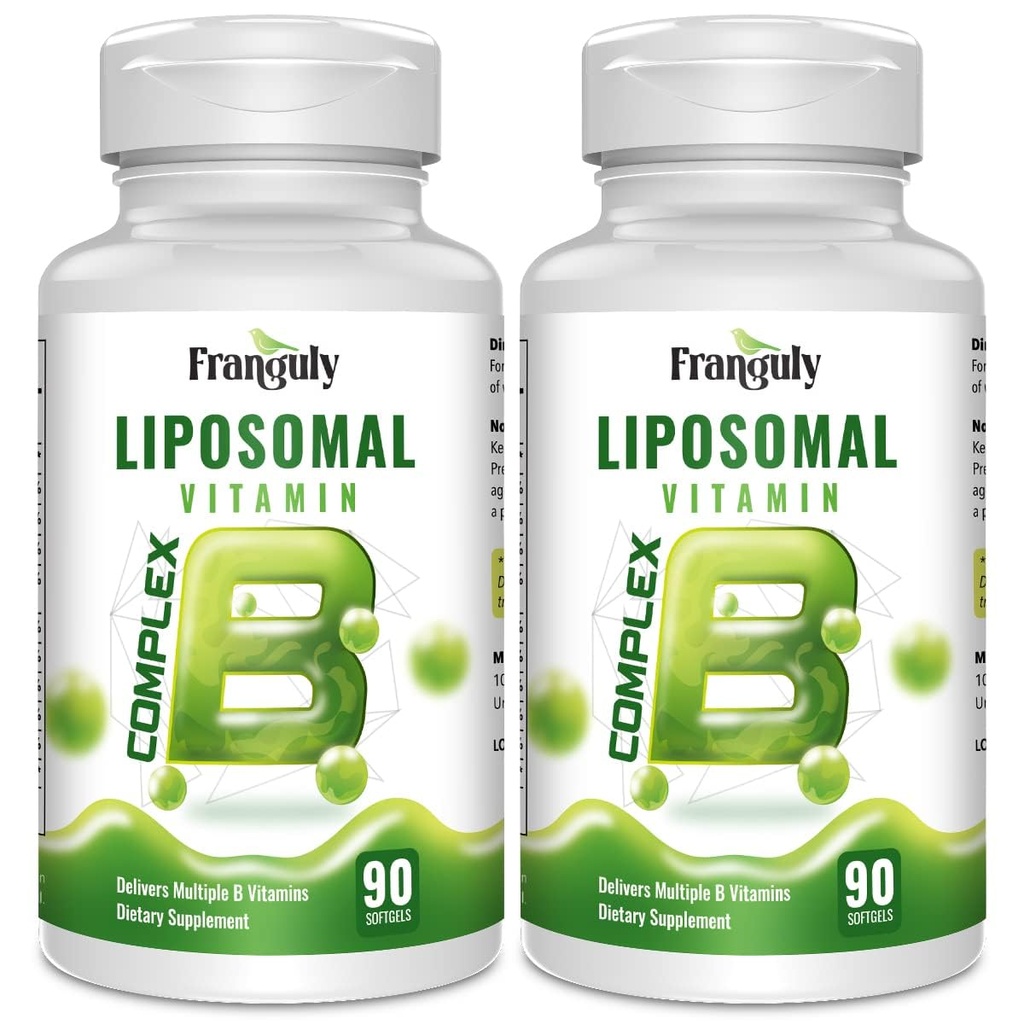 Kompleks Lipomal B Dirancang untuk Absorpsi Tinggi B Vitamin dengan Choline Inositol B1, B2, B3, B5, B6, Biotin, Felolate, Methylated B12- Ammune, Energy, Brain & Heart Dukungan 180 Softgels