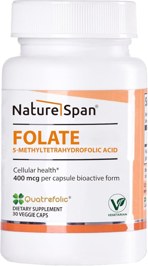 Aktif 6S-5- methyltetrahydrofolic acid -400 mcg, Propiness Protein Produksi, Red Blood Cell Produksi dan Prevent fetal malformasi, 30 Caps