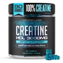 Cretine HCL 3000mg Per Serving - Raspberry Flavour - Vegan Gummies (90 Cacah 1), Raspberry)