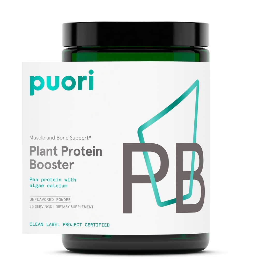 Puori Vegan Plant Protein Bedak Enhancer - 25 Hamba - Netral Flavor Pea Protein dengan Algae Calcium untuk Escule Amino Accids - Dairy- Free, Vegetarian, Non GMO