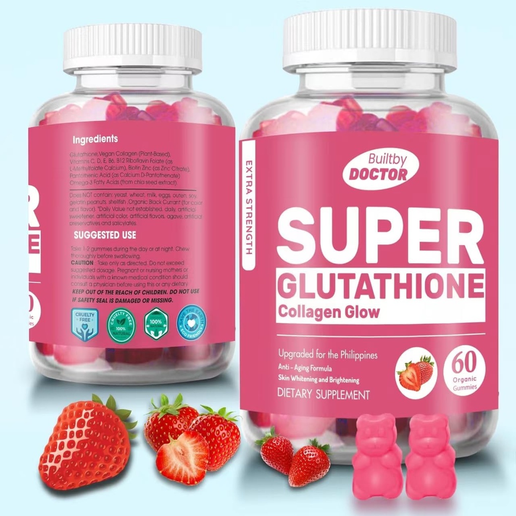 Glutathione Skin Care - Skin Brightening - Gummies Collagen - Anti- Aging L- Glutathione - Marine Collagen & Vitamin