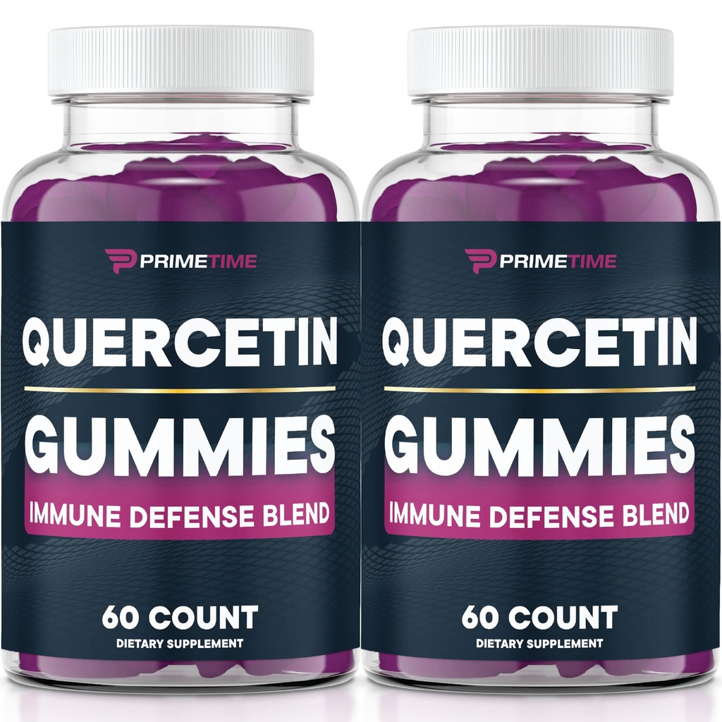 Primetime Sports Quercetin + Zinc + Vitamin C 10000mg Gummies Suplemen Elderberry, Flavonoid Vitamin for Children Dewata, Ammune Dukung Gummy Booster Vegan (2 Paket) 60