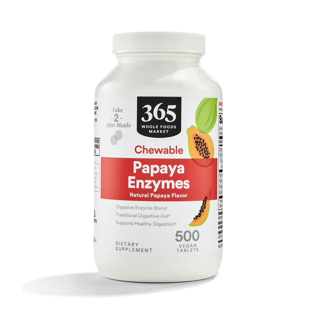 365 oleh Whole Foods Market, Pepaya Enzymes, 500 Chews