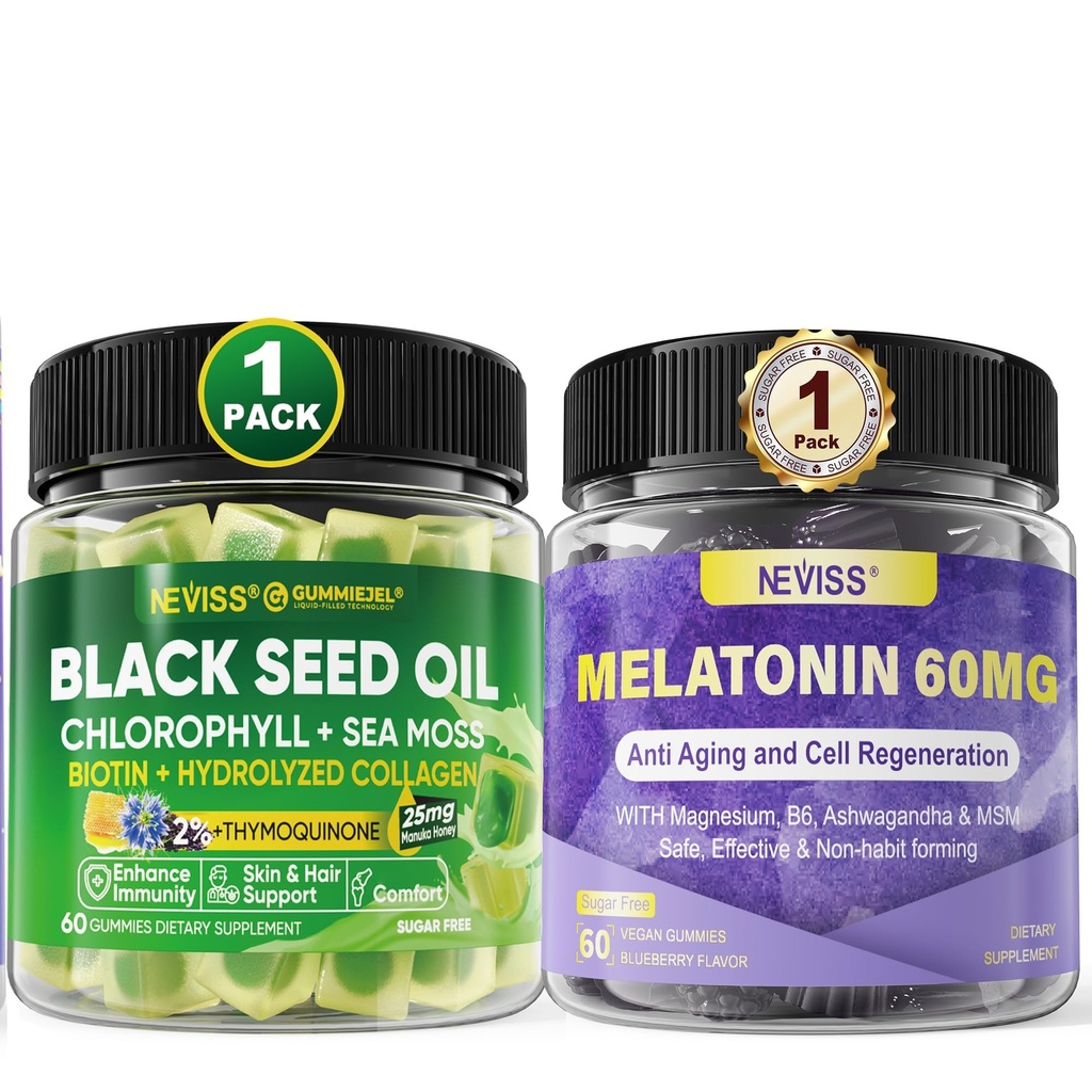 Melonasit di Gummies 60mg + Gummi Benih Hitam Oil