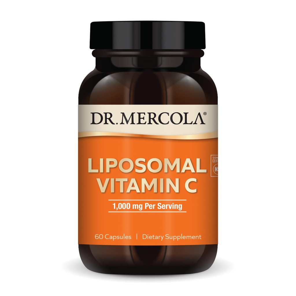 Dr. Mercola Lipomal Vitamin C - Otak, Hati, Mata & Imune Dukungan - Menyediakan 1.000 mg dari Biovailable Vitamin C - Non-GMO, Bebas & Soy- Free - 60 Capsules (30 Pelayan)