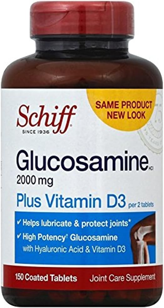 Schiff Glucosamin 2000mg dengan Vitamin D3 dan Acid Hyaluronic, 150 Tablet - Tambahan Bersama