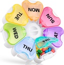 Weekly Pill Organizer dengan Easy Push Button Design, Gelibo Large Pil Box 7 Day, Daily Pill Case Medicine Organizer untuk Vitamin, Fish Oils, Supplemen Arthritis Frid New Edition