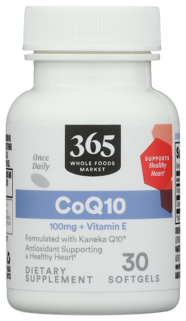 365 oleh Whole Foods Market, CoQ10 100 MG Plus Vitamin E, 30 Count