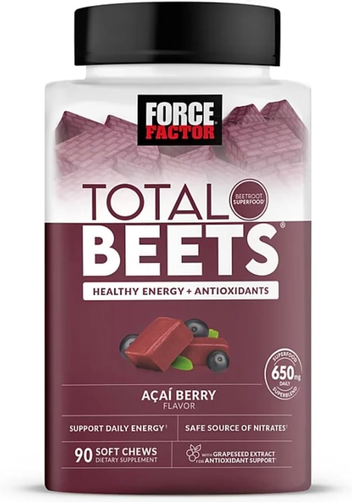 Bling Pire Factor Total Beets, Suplemen Energi Sehat, Beet Root Superfood Soft Chews, Acai Berry (90 ct)