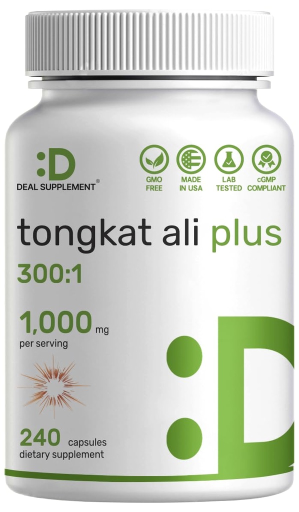 Tonkat Ali Extract 300: 1 with Horny Goat Weed 1.100mg - Indonesia Longjack Eurycoma Longifolia Root - Ekstra Kekuatan Herbal Suplemen Energi