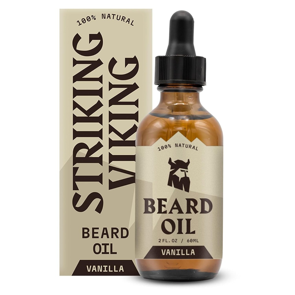 Menyerang Viking Vanilla Beard Oil untuk Pria - Kondisioner Ceramah Tergila-gila dengan Argan & Jojoba Oil untuk Memperlembut, Moisturizing dan Pertumbuhan (2 Oz)