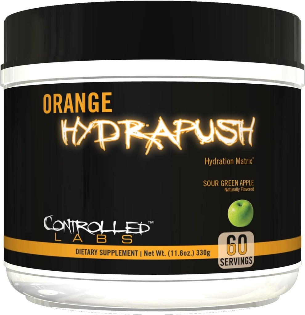 CONTROLLED LABS Oranye HydraPush Electrolyte Powder, 60 Hamba - Advanced Hydrating Recovery - Coconut Water & Taurine - Boost Energy & Indurance (Sour Green Apple)