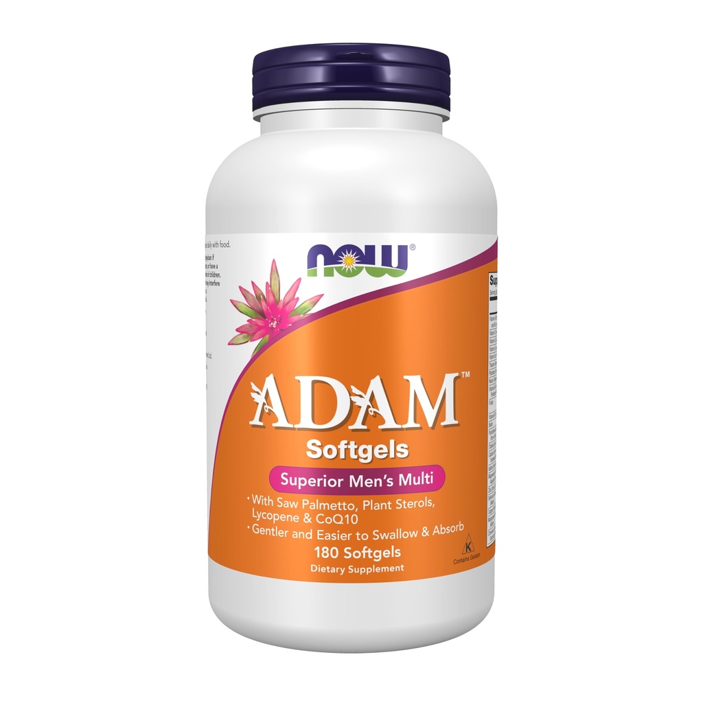 Now Foods Suplemen, ADAM ™ 's Multivitamin dengan Saw Palmetto, Plant Spols, Lycopene & CoQ10, 180 Softgels