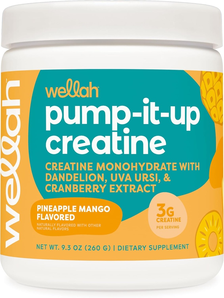 Wellah Creatine for Women (50 Servis, Pineapple Mango) - Creatine Monohydrate dengan Ekstrak Dandelion & Cranberry