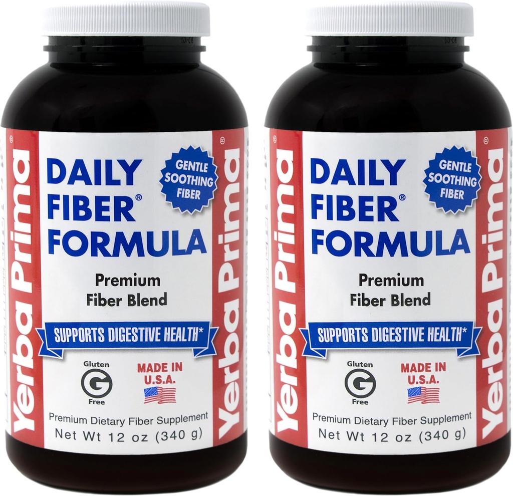 Yerba Prima Daily Fiber Formula Powder - 12 oz (Paket 2) - Soluble & Impolble Dietary Fiber Suplement - Colon Cleanse - Gut Health - Vegan, Non-GMO, Gluten- Free