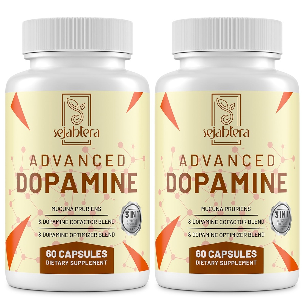 Tambahan Dopamin - Mucuna Pruriens Seed Extract, Premium Vitamin, Mineral, dan Natural Plant Extracts for Mental Drive, Clarity, Fokus- 120 Capsules