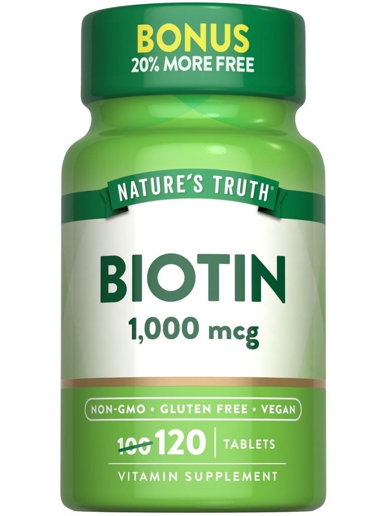 Nature 's Truth Biotin 1000mcg 124; 120 Tablet 12.4; Vegan, Non-GMO, Gluten Free Supplemen