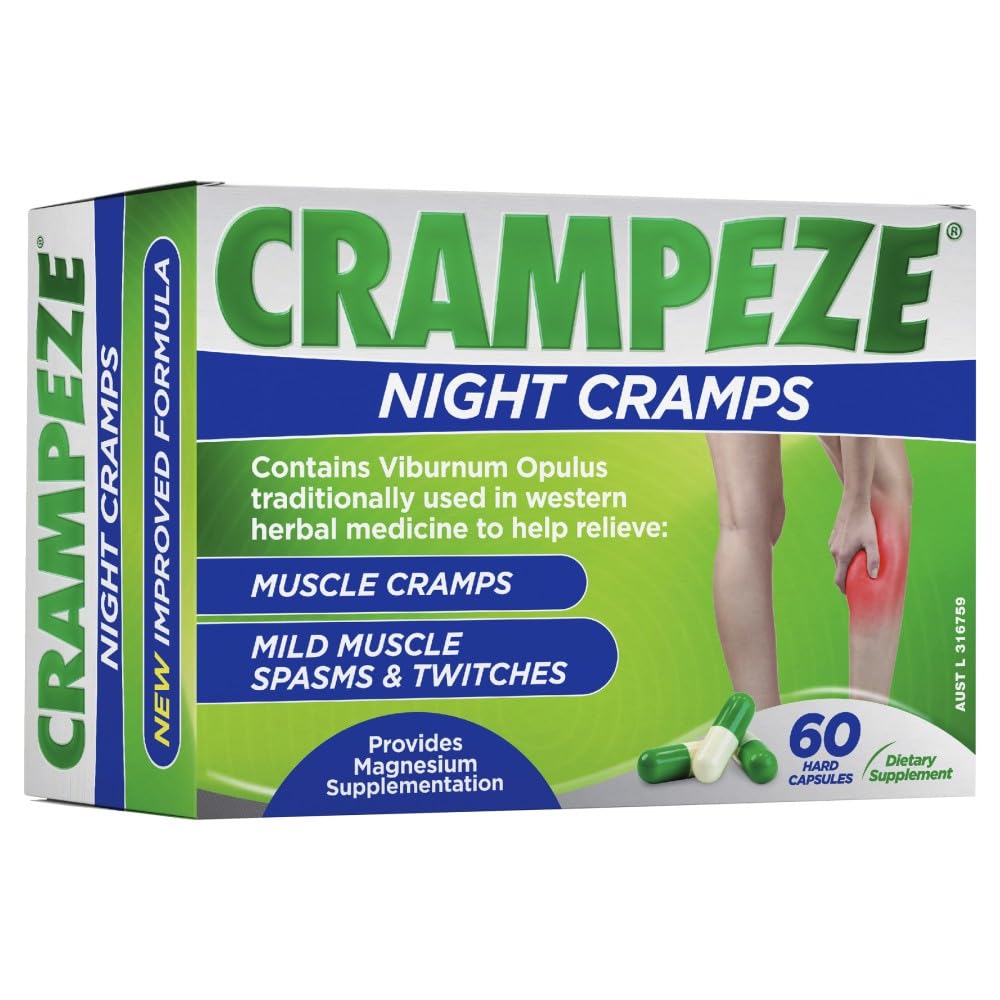 Crampeze Night Cramps Natural Relief of Muscle Cramps, Spasms & Capsules Kaki 60