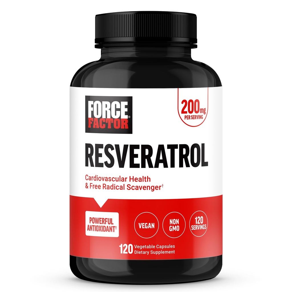 ForCE FacTOR Resveratrol Suplemen untuk Dukungan Kesehatan Jantung, Antioksidants Supplemen dan Scavenger Radikal Bebas Dibuat dengan Jepang Knotweed, Vegan, Non- GMO, 120 Katup Vegetable