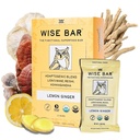 Wise Bar Adaptogen Mushroom Nutition Bar with Reishi, Lions Mane & Ashwagandha, Organic Vegan & Gluten Free Snack for Natural Focus, Energy & Imunity Dukungan, Lemon Ginger Flavor, 12 Count