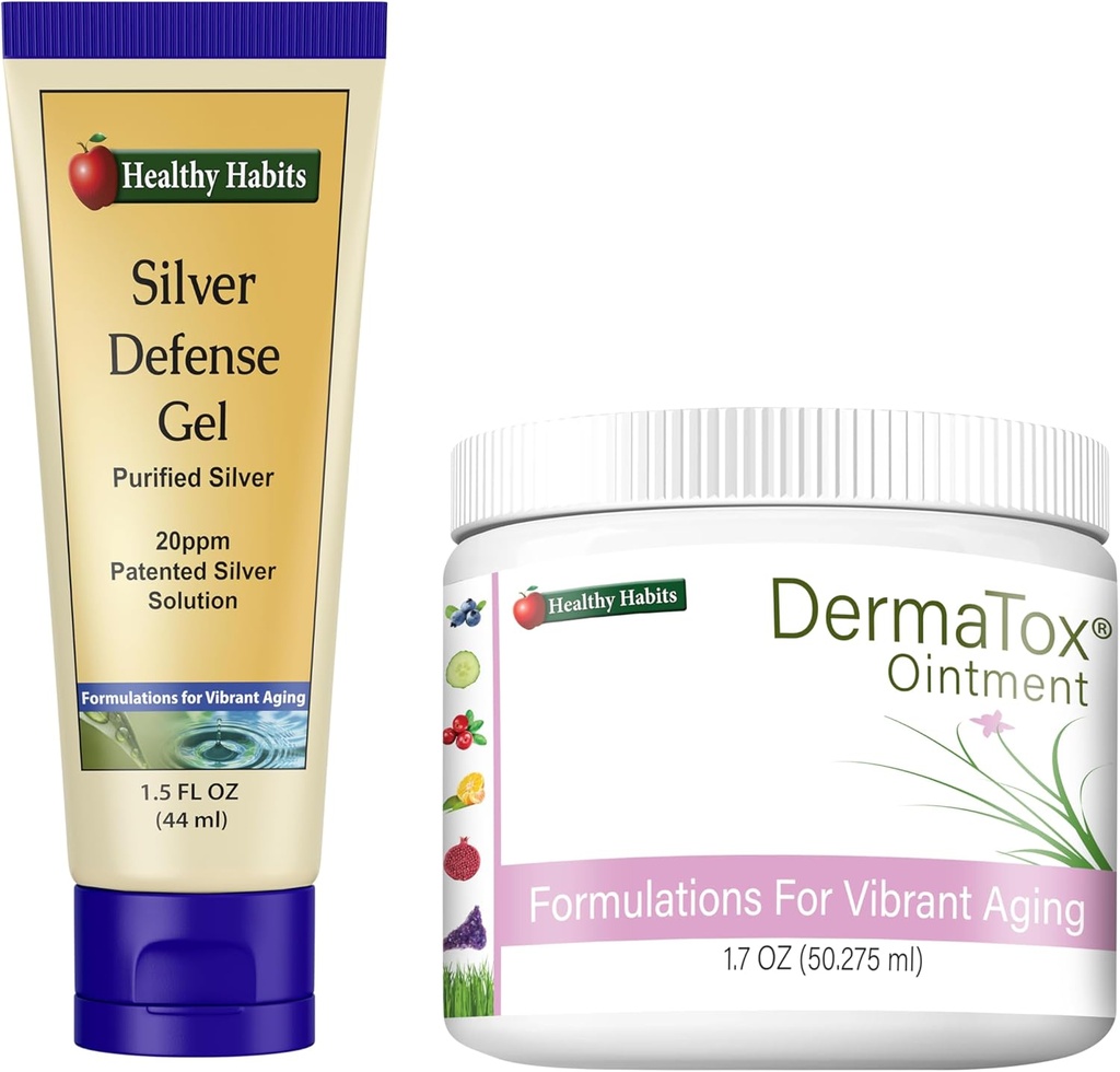 Healthy Habits Skincare Bundle - 1.7oz DermaTox Oquite dan 1.5 oz Silver Defense Gel - All Natural, All Purpose, Safe and Effective Skin Nafmisment