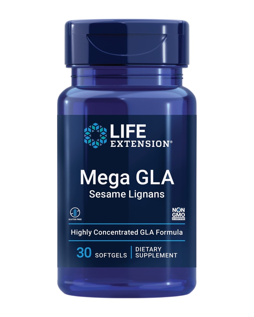 Hidup Extension Mega GLA Sesame Lignans, Omega-6 asam lemak untuk Procea Healthy inflammatory Response, Gluten Free, Non-GMO, 30 softgels