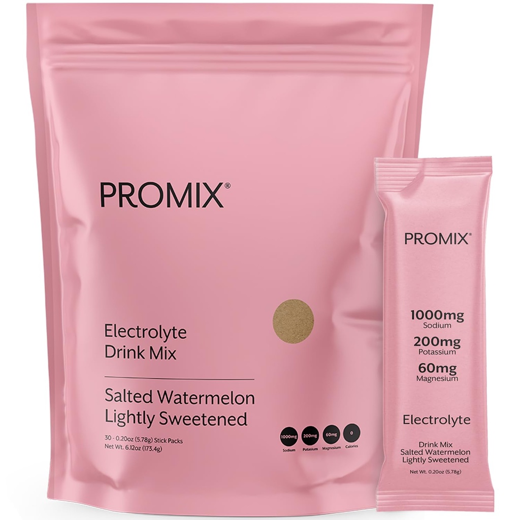 ProMix Nutrition Electrolytes Powder Hidration Paxces - Himalaya Pink Salt, Magnesium, Potasium, Vitamin C - Salted Watermelon, Lightly Sweetened - 30 Servings (Paket 30)
