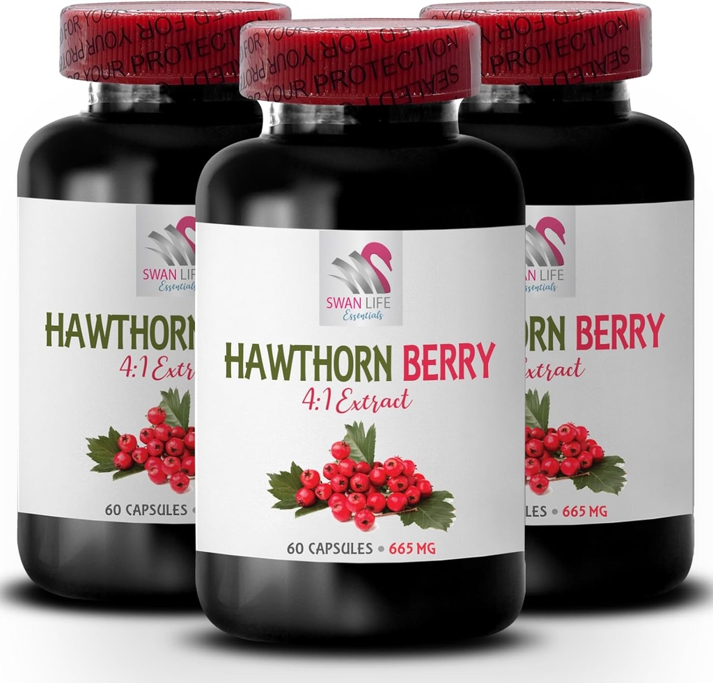 ekstrak hawthorn berry - HAWTHORN BERRIES EXTRACT - hawthorn berry kapsul, hawthorn ekstrak suplemen, antioksidants suplemen untuk kulit 3 Botol 180 Capsules