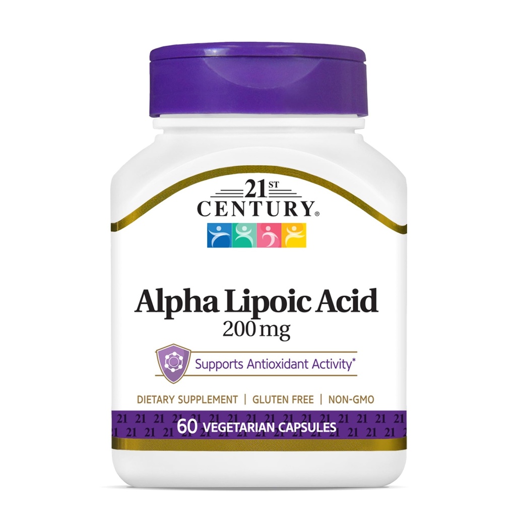 21 Abad Layanan Kesehatan Alpha Lipoic Acid 200 mg, 60 Count Vegetarian Capsules