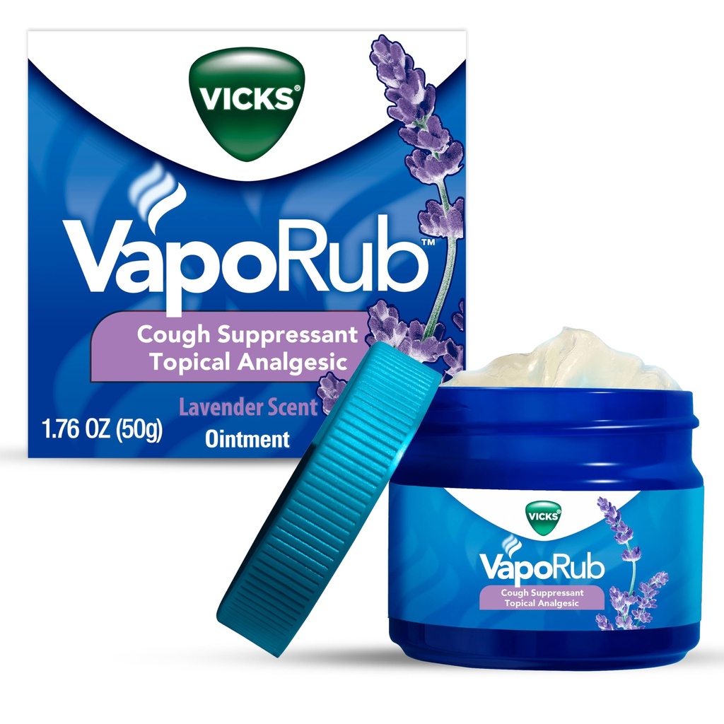 Vicks VapoRub, Lavender Scent, Cough Supressant, Topical Chest Rub & Analgesik, Obat Vicks Vapors, Relief from Batuk