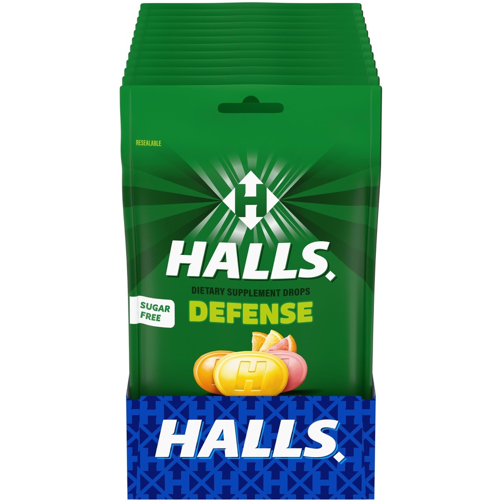 HalLS Defense Asported Citrus Sugar Free Vitamin C Drops, Dietary Supplement Drops, 12 Bags of 25 Drops (300 Total Drops)