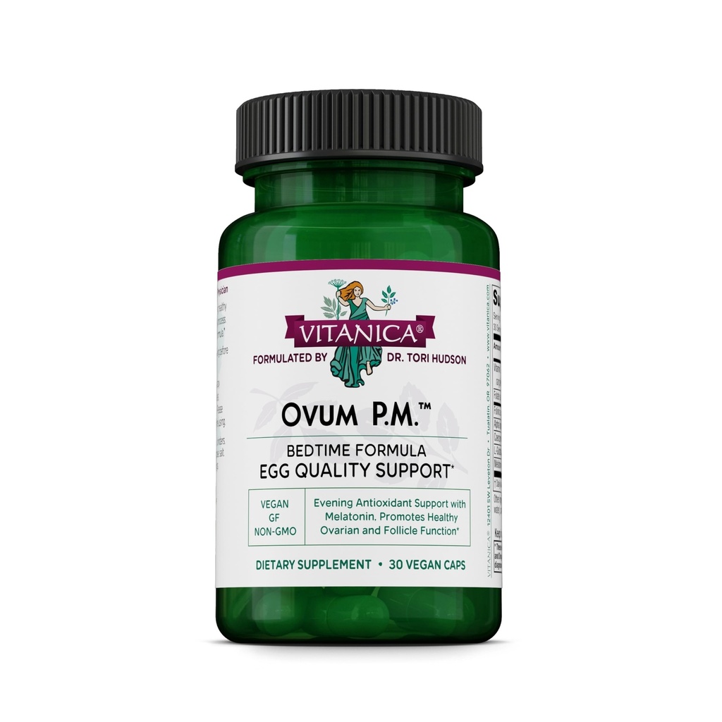 Vitanica Ovum P.M. - Egg Quality Dukungan dengan Vitamin D3, Alpha Lipoic Acid & Melonatin - Works Best with Ovum A.M - Herbal Dietary Supplemen untuk Kesehatan Wanita - Lady - 30 Vegan Caps