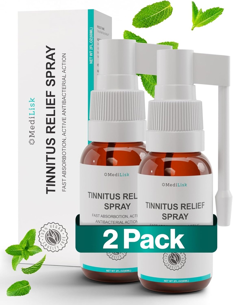 Medilisk Tinnitus Relief Spray - Support Tinnitus Relief for Ringing Ears - Herbal Ear Care Product - Tinnitus Treatment Prevention - Non-Skoidal & Hypotigenic - 1 Fl Oz Affice - Paket 2