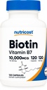 Nutricost Biotin (Vitamin B7) 10,000mcg (10mg), 120 Capsules - Vegan, Gluten Bebas, Non-GMO