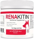 Suplemen Renakin Kidney untuk Kucing Anjing - Berisi Chitosan & Kalsium Karbonat, Dukung Fungsi Optimal Ginney, Great Tasting Chicken Flavor, 6.3 oz