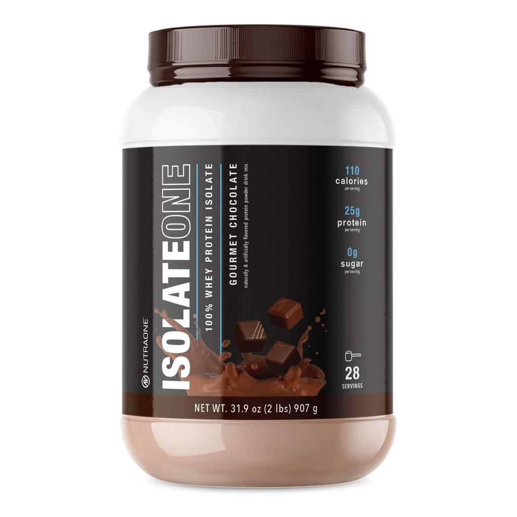 NutraOne IsolateOne Whey Isolate Protein Powder 100% Pure Whey Isolate powder (Chocolate Gourmet - 2 lbs)