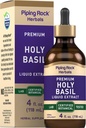 Piping Rock Holy Basil Liquid Extract 124; 4 Fl Oz 124; Tulsi Leaf Tincture 124; Vegetarian, Non-GMO, Gluten Free Suplemen
