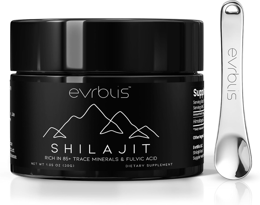 Murni Himalaya Shilajit Shilajit Resin, Max Potency Gold Tingkat Suplemen Shilajit untuk Pria & Wanita Boost Energi Alam & Ammune Dukungan dengan 85 + Trace Minetrac & Fulvic Acid (30 Grams, 60 Serving).