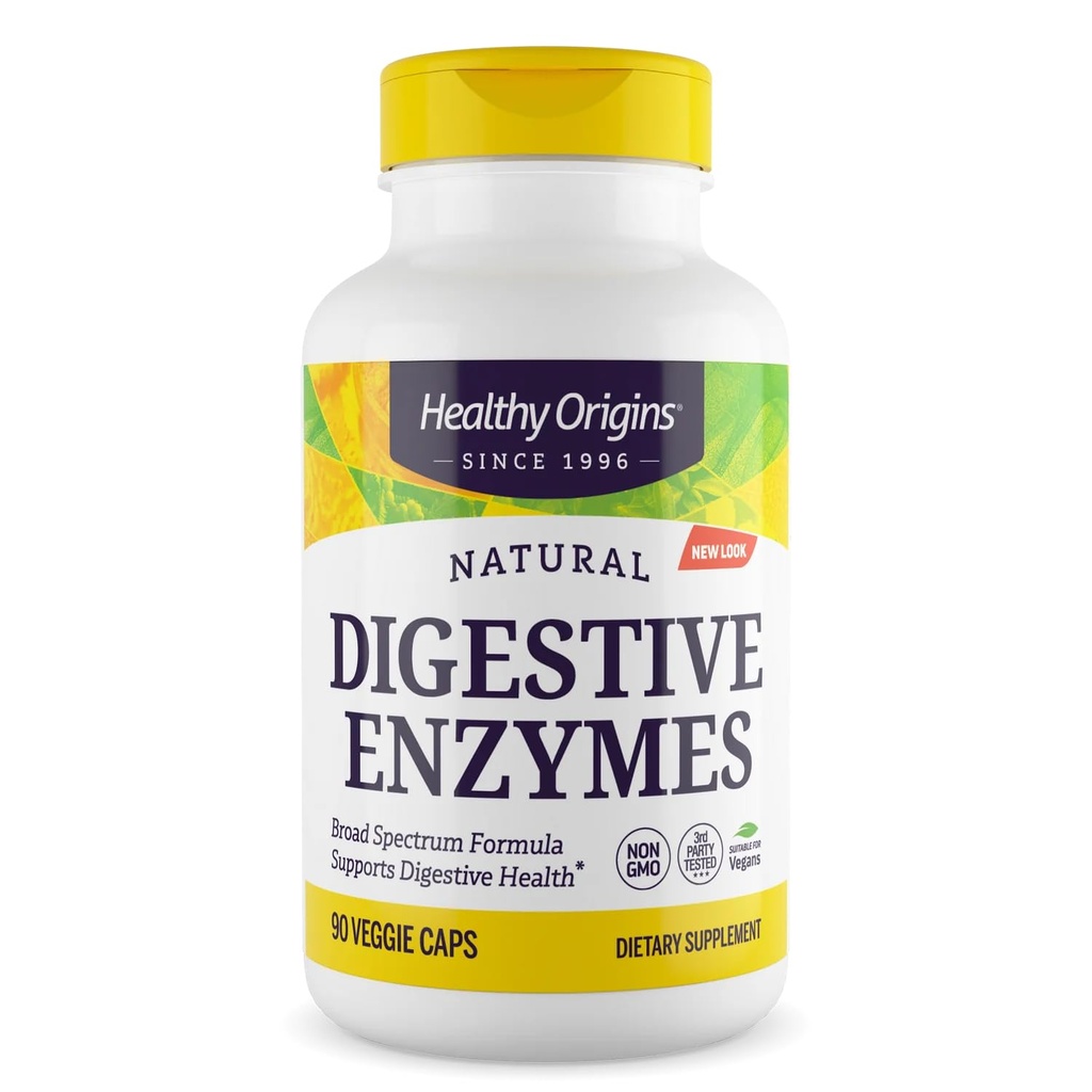 Origins Sehat Digetical Enzymes, 90 Veggie Capsules - Broad Spectrum, Multi- Enzyme Blend with Protease, Amylase & Lipase - Support GI Comfort, Nutrient Absorpsi untuk Breakdown Macronutrient